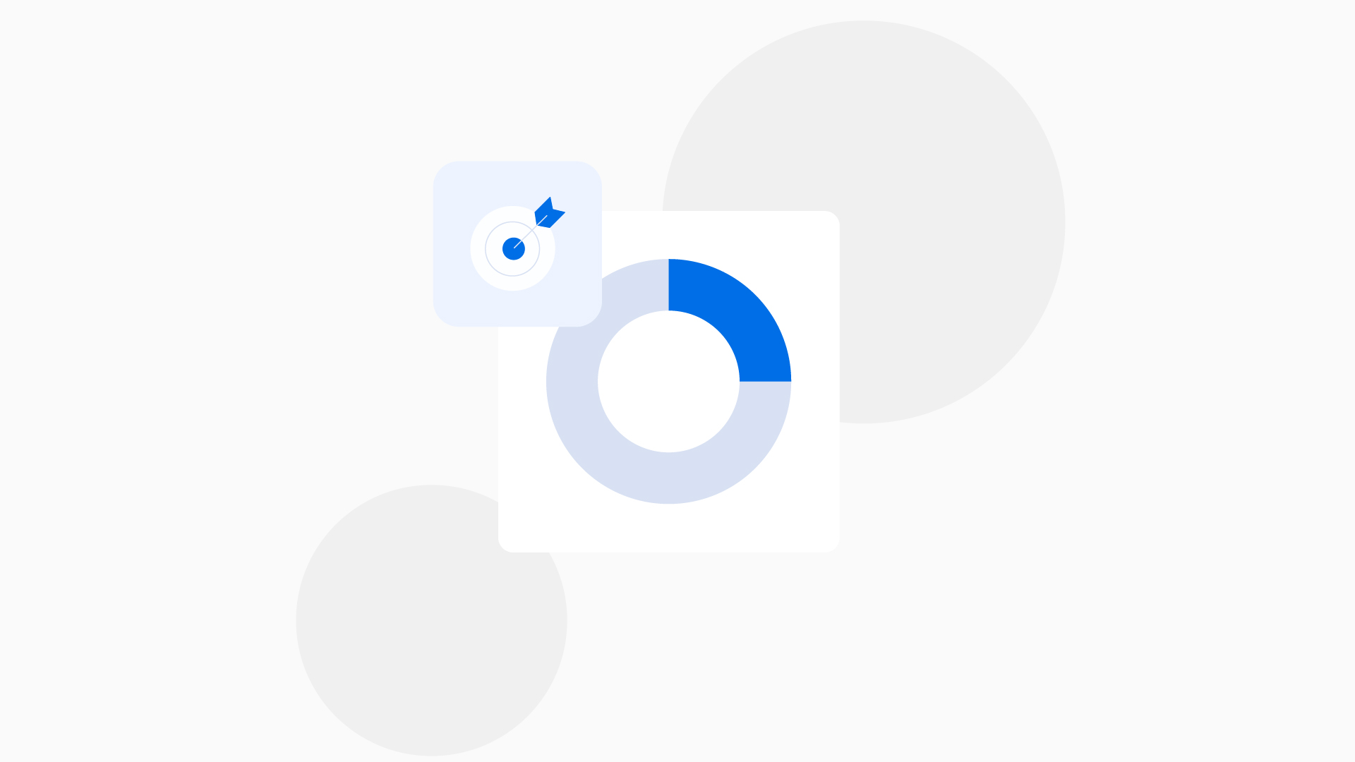 Grafico a torta e icona di obiettivo per visualizzare insight strategici.