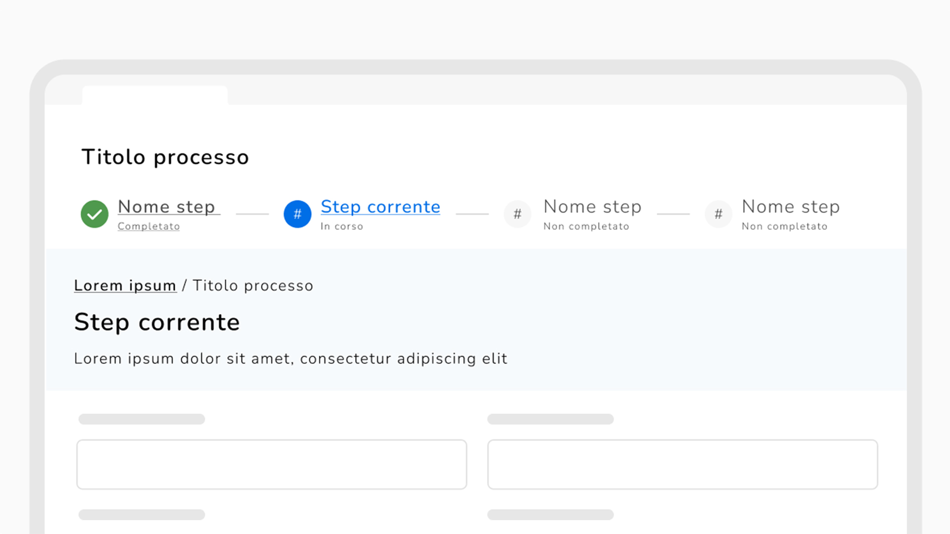 Porzione dell’interfaccia che mostra il viewer composto da breadcrumb, titolo e sottotitolo.