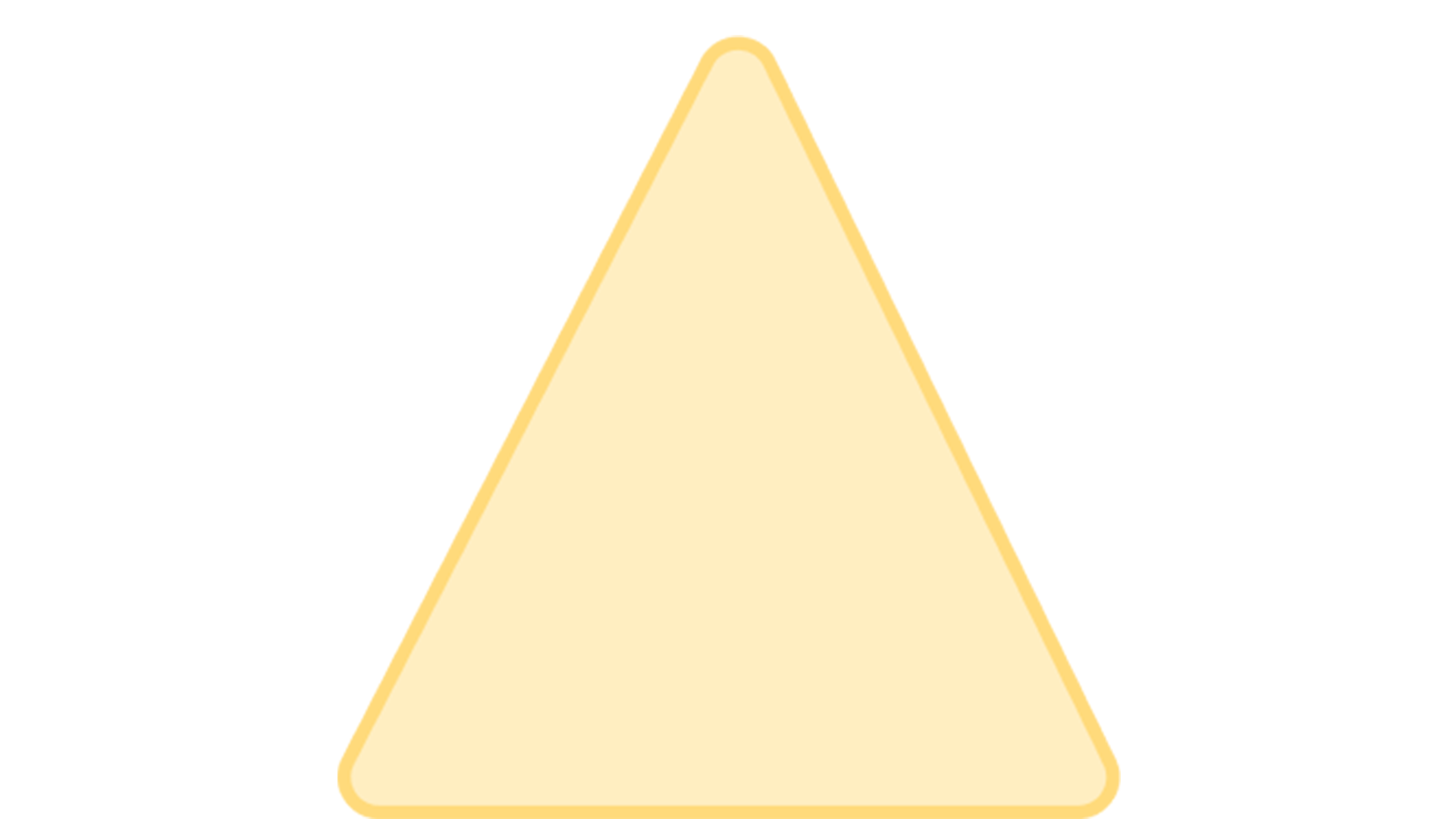 Icona di triangolo di colore giallo usata nei diagrammi di flusso.