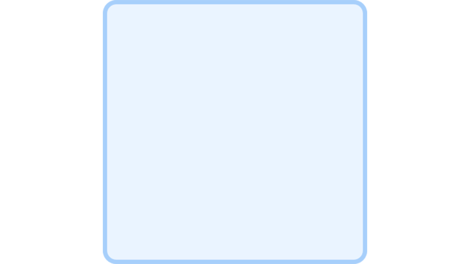 Icona di quadrato di colore blu chiaro usata nei diagrammi di flusso.