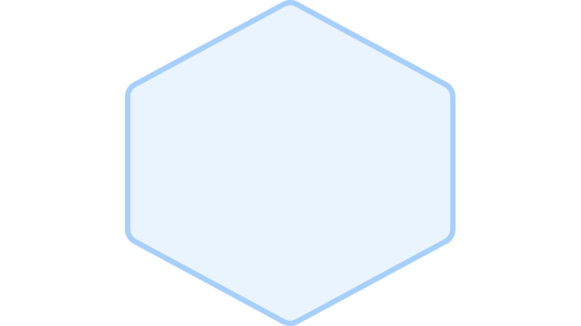 Icona di esagono di colore blu chiaro usata nei diagrammi di flusso.